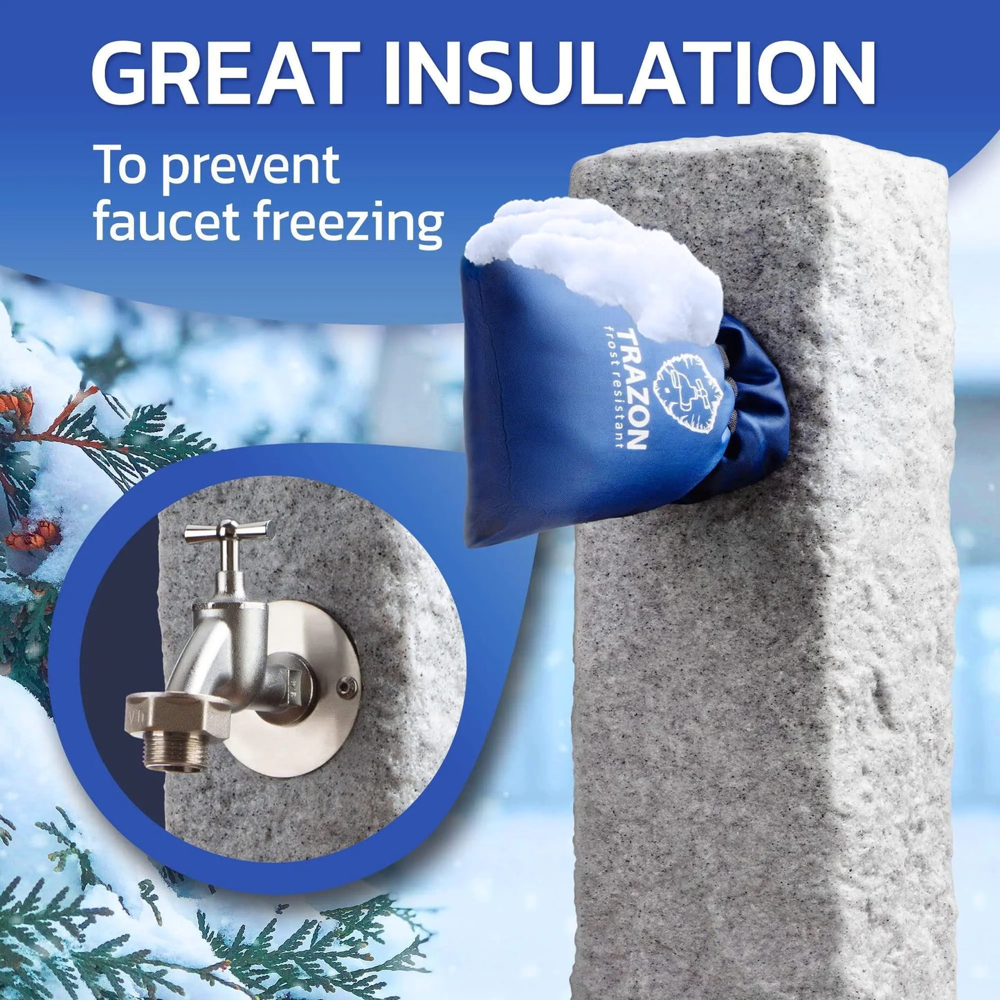 Outdoor Faucet Covers for Winter Freeze Protection 2 Pack 8 H x 5.9 inch W Blue