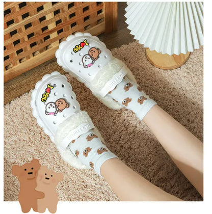 Women's Thermal Cotton Slippers with Plush Liner for Crocs