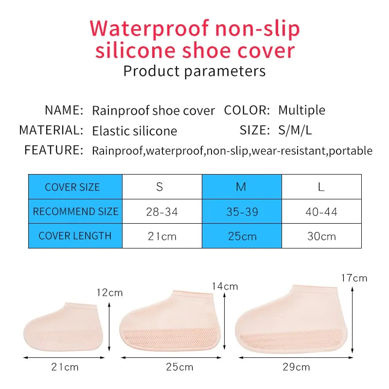 Anti slip Silicone Rain Shoe Covers Reusable Waterproof Shoes Cover Protector