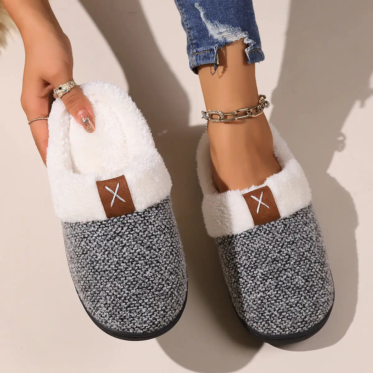 “Winter Plush Slippers – Thick Bottom, Warm Indoor Shoes for Men & Women”