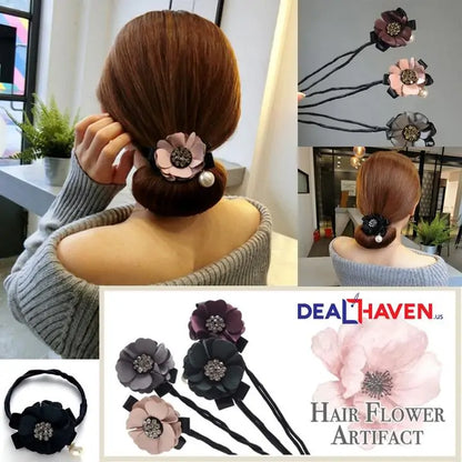 Top Knot Rhinestone Hair Flower Artifact