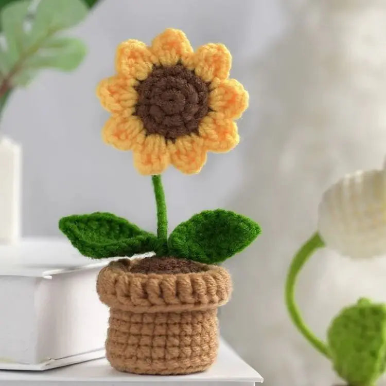 Mini Potted Bouquet Wool Woven Flower Diy Material Package