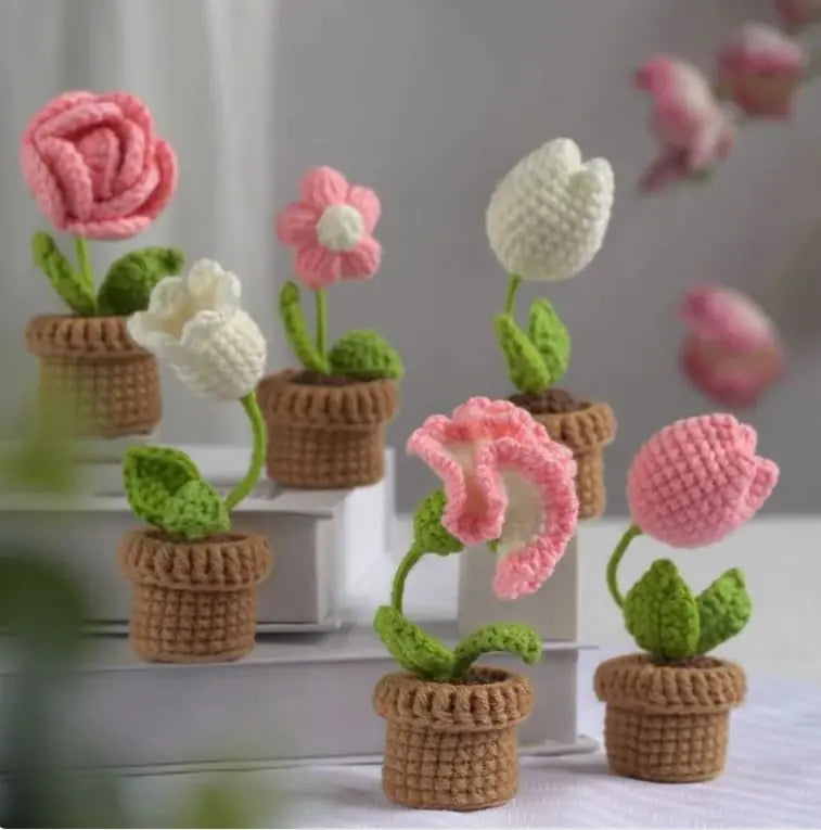 Mini Potted Bouquet Wool Woven Flower Diy Material Package